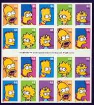 The Simpsons Booklet Pane of 20 Stamps United States, 2009